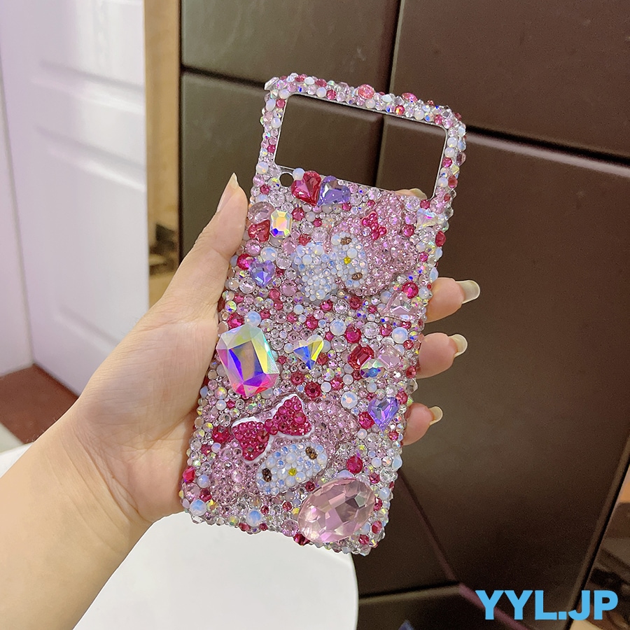 ハンドメイド galaxy z fold7ケース キャラクター galaxy z flip7 ケース マイメロディ かわいい fold6/5/4/3 flip6/5/4/3 キラキラのラインストーン