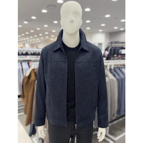 メンズ秋冬スエードスエードネイビー紺トラッカーライダージャケット航空ジップアップジャンパー