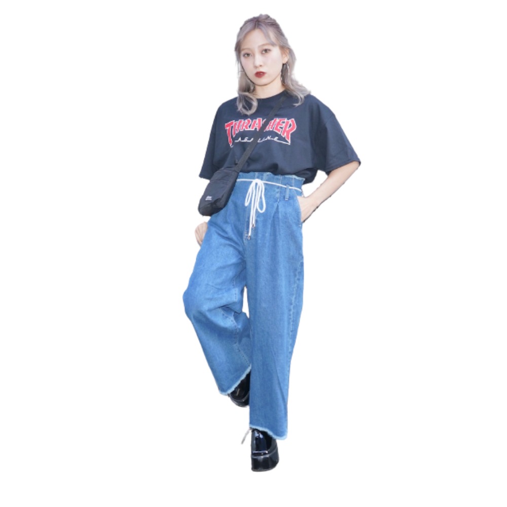 Rope Belt Denim Wide Pants (blue) A,D,G レディース 5,793円