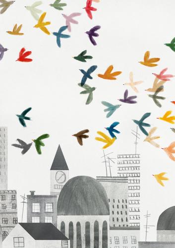 BLANCA GOMEZ GREY CITY A2 アートプリント/ポスター 北欧