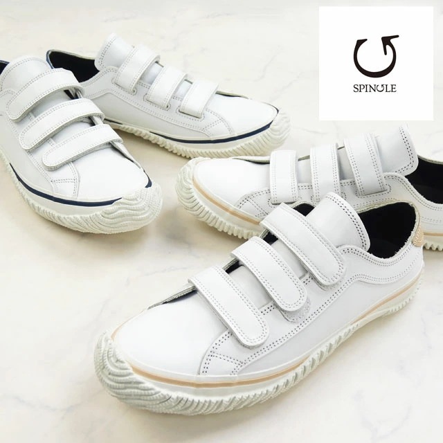 スピングル メンズ スニーカー ローカット レザースニーカー ベルクロ 本革 カジュアルシューズ メイドインジャパン マジックテープ 日本製 SP-211 ホワイト/ベージュ ホワイト/ネイビー 靴