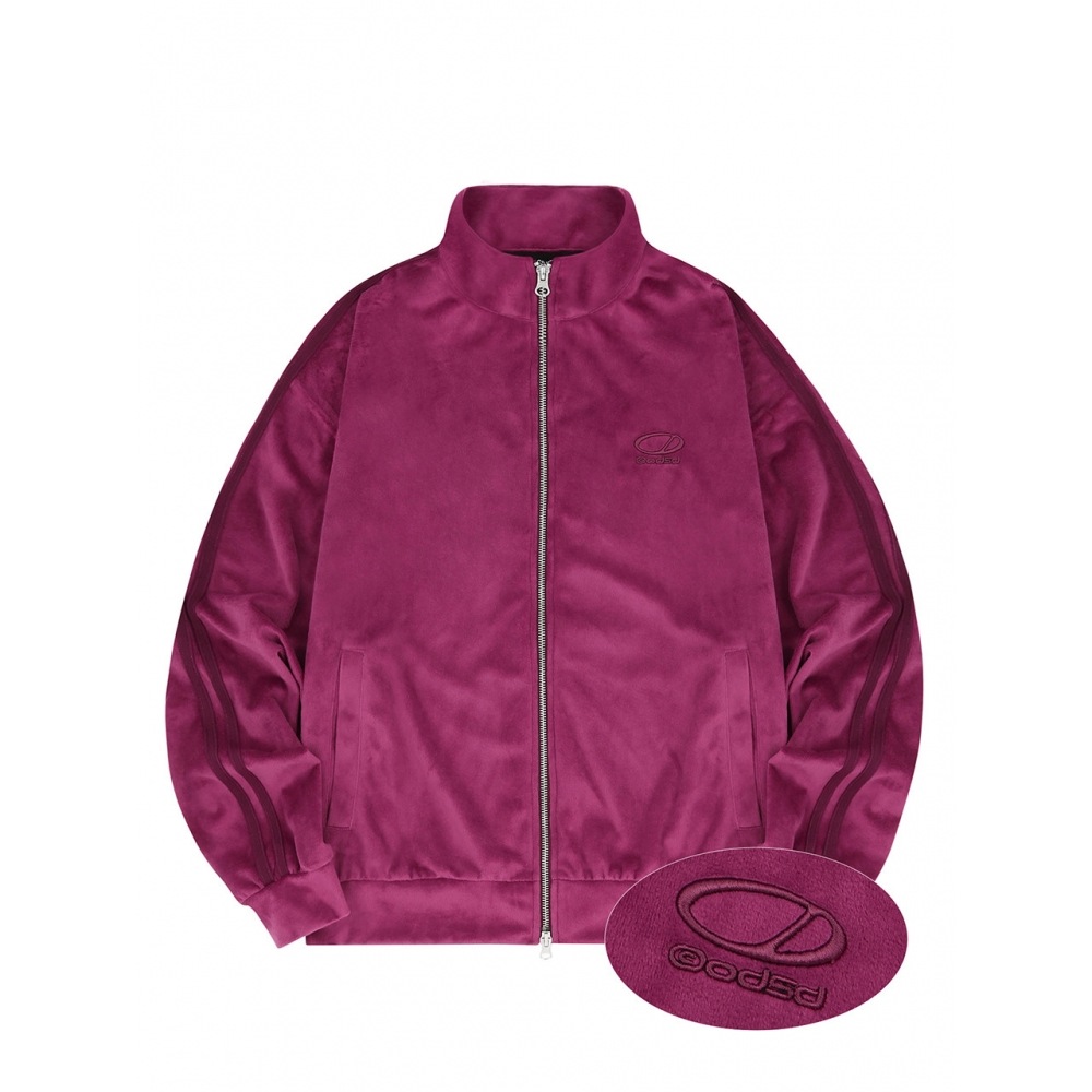 ODD STUDIO ベロアスポーティトラックジップアップマゼンタ