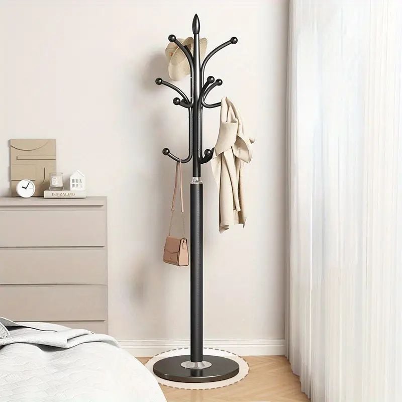 自立式コートラック ステンレス製 洋服掛け バッグ＆ジャケット用フック付き ハンガーラック おしゃれ かわいい 北欧 モダン 帽子 スカーフ 白 黒 ゴールド ブラウン