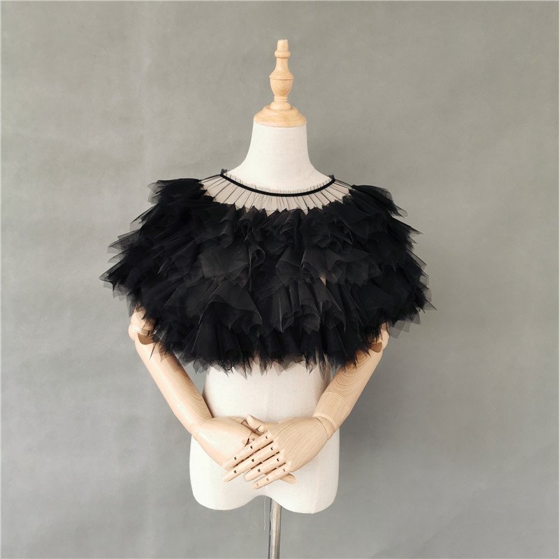 【カスタマイズ可能な色】二の腕カバー 肩隠し ボレロ ショール カラードレス 発表会 演奏会 コンサート ブラック 黒 フリル パーティー フォマール チュール 露出を避ける 上品 4,582円