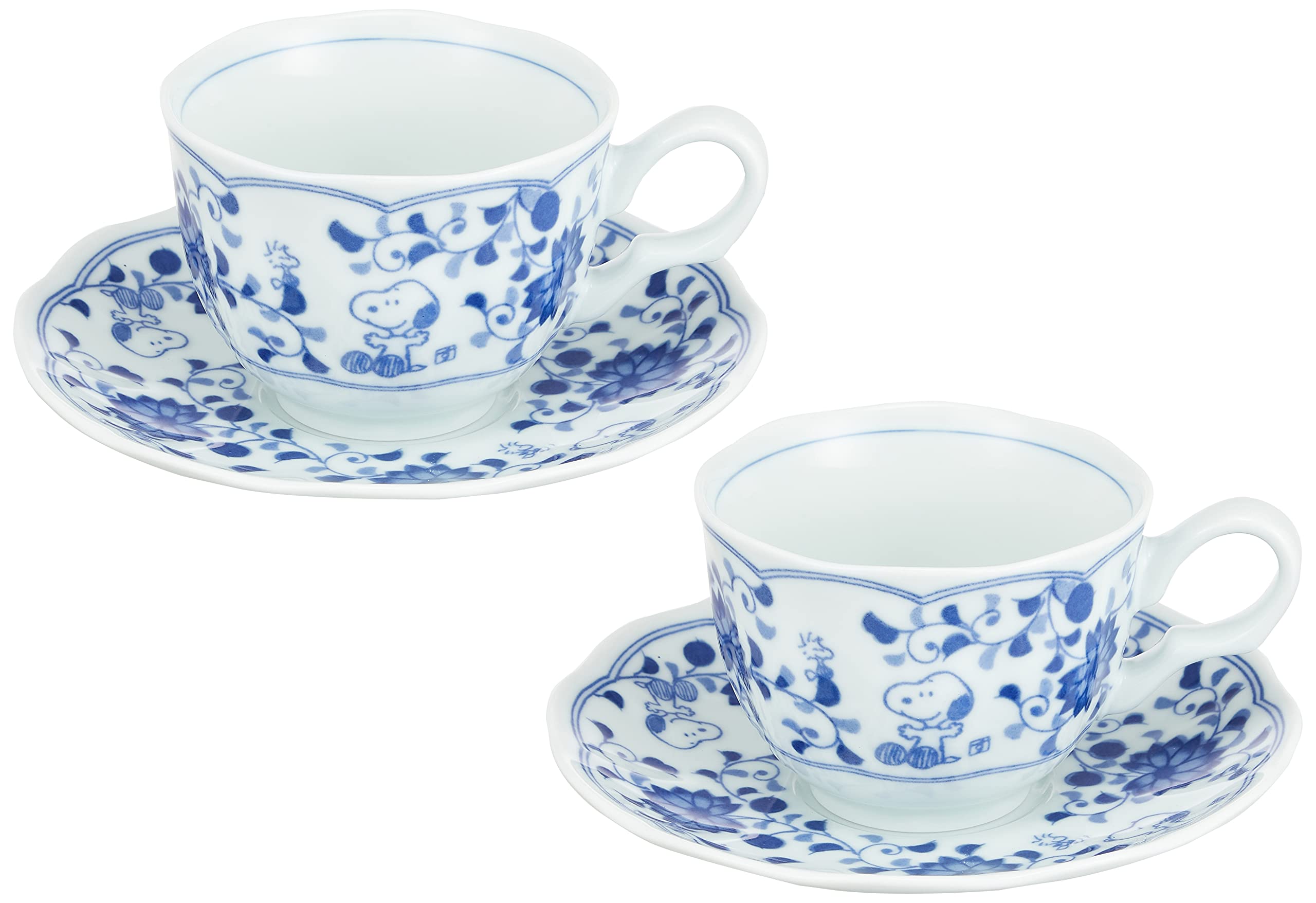 すぬうぴい 藍唐草 カップ&ソーサー ペア 「化粧箱入」 唐草/ぶどう 630742