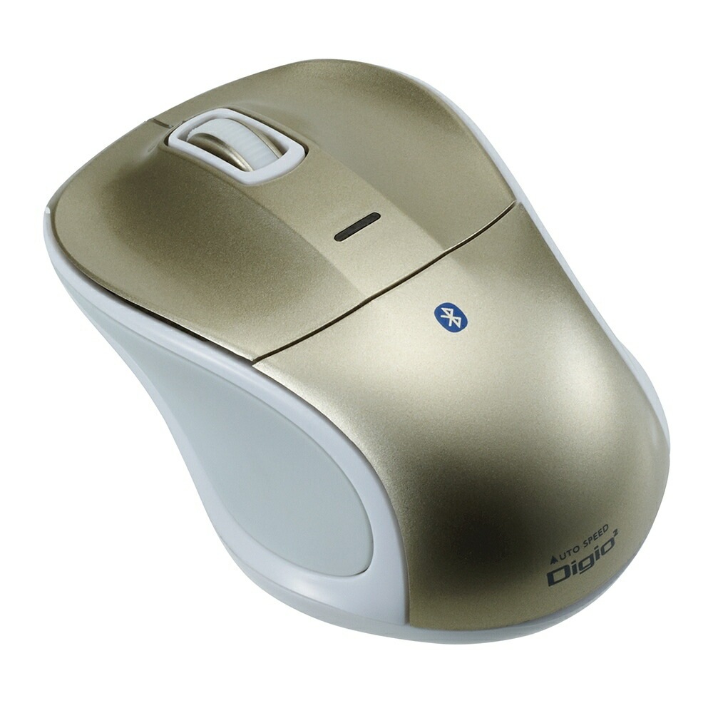 （まとめ買い）小型Bluetooth 静音3ボタンBlueLEDマウス ゴールド MUS-BKT111GL [x3]