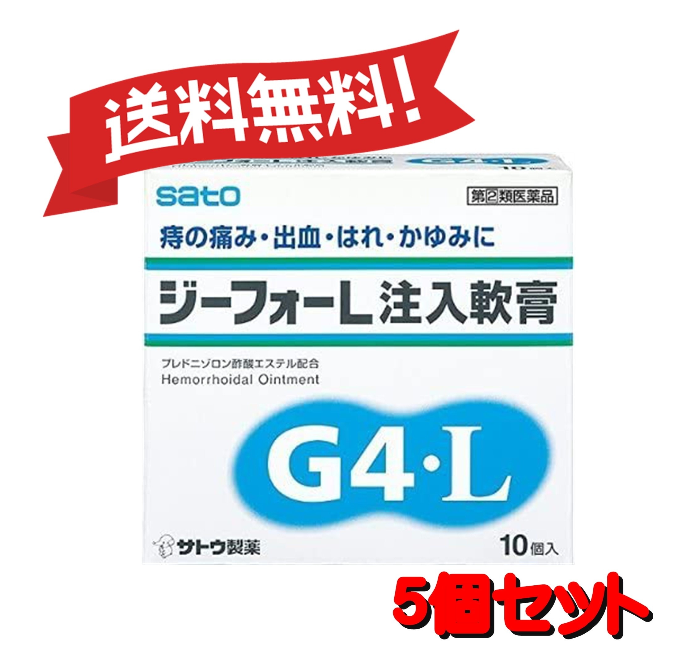 【定形外郵便にて発送】 【送料無料 5個セット】【指定第2類医薬品】ジーフォーL注入軟膏 10個 4987316012223-5 5,168円