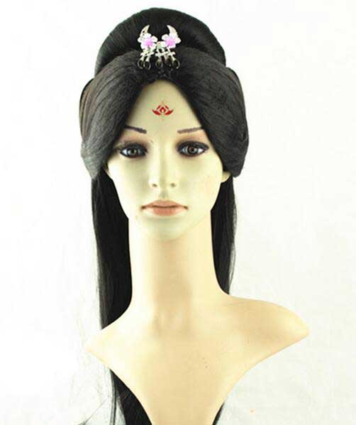 かつら　中国古代伝統コスプレチャイナ風ウイッグかつら髷まげまげステージイベント学園際文化際中華　写真撮影 古典美人髪飾り付き　漢服用かつら/送料無料