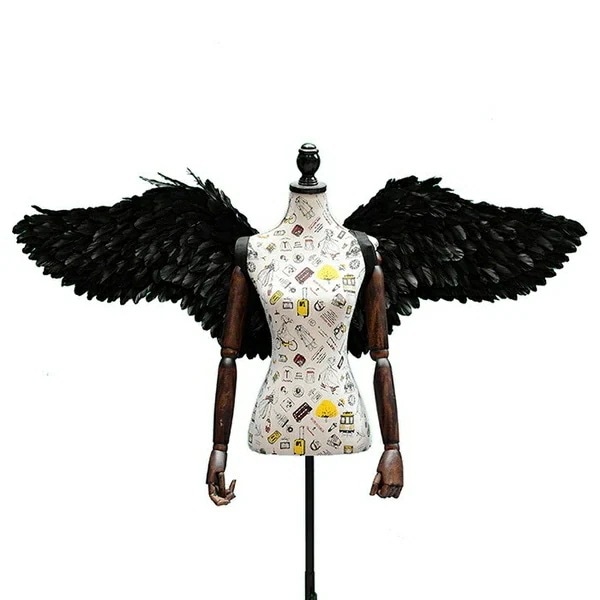 E天使の羽 コスプレ 道具 羽 翼 wing ウイング ホワイト ブラック 80cm 妖精 悪魔 ファッションショー パーティーグッズ 撮影 コスチューム ハロウィン クリスマス lg013h2h2h