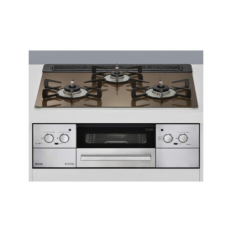 ビルトインコンロ リッセ 3口コンロ ガラストップ ベイクドキャメル 水無し両面焼き 幅60cm プロパンガス RHX31W32L23RAW-LPG 75,519円