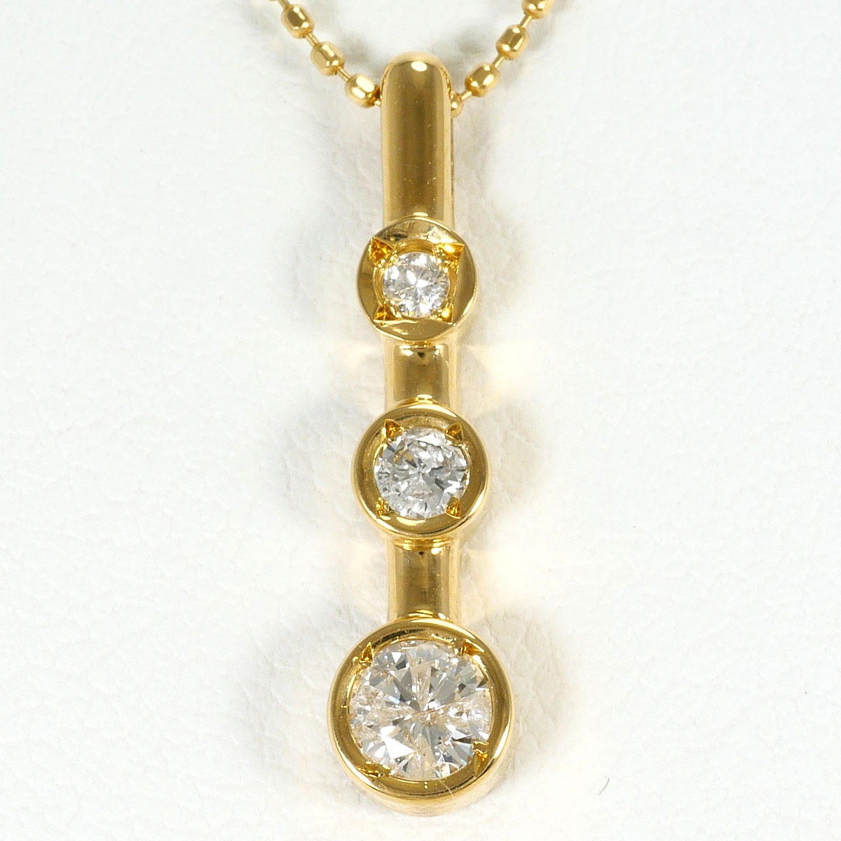 K18 18金 YG イエローゴールド ネックレス ダイヤモンド 0.30ct 総重量約2.6g 約44cm ジュエリー 中古