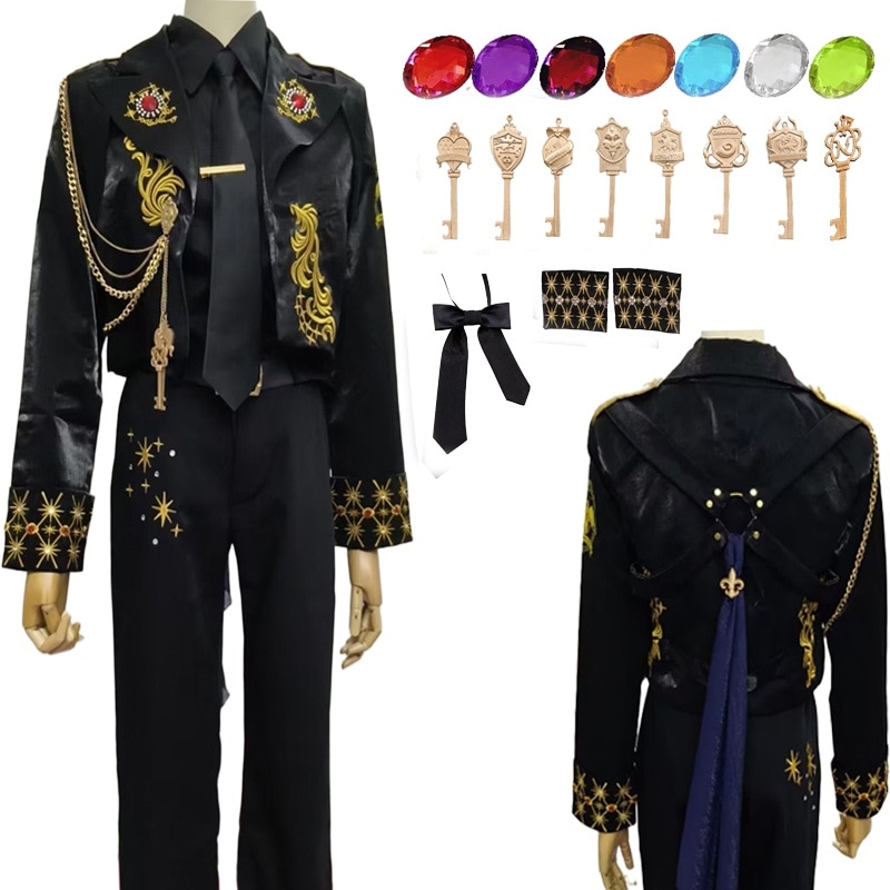 ツイステ 5周年記念衣装 コスプレ パーツ交換可能セット 宝石7色・ 鍵8個・袖7対付き 高級刺繍 全寮 全員セット 制服 寮服 豪華 ハーツラビュル寮 イグニハイド寮 オクタヴィネル寮