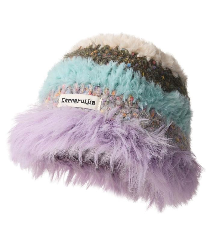 帽子 レディース 冬 秋 カラフル ニット帽暖かい 防寒 耳 保護 小顔効果 韓国 かわいい カジュアル 普段使い 紫 ピンク クリーム