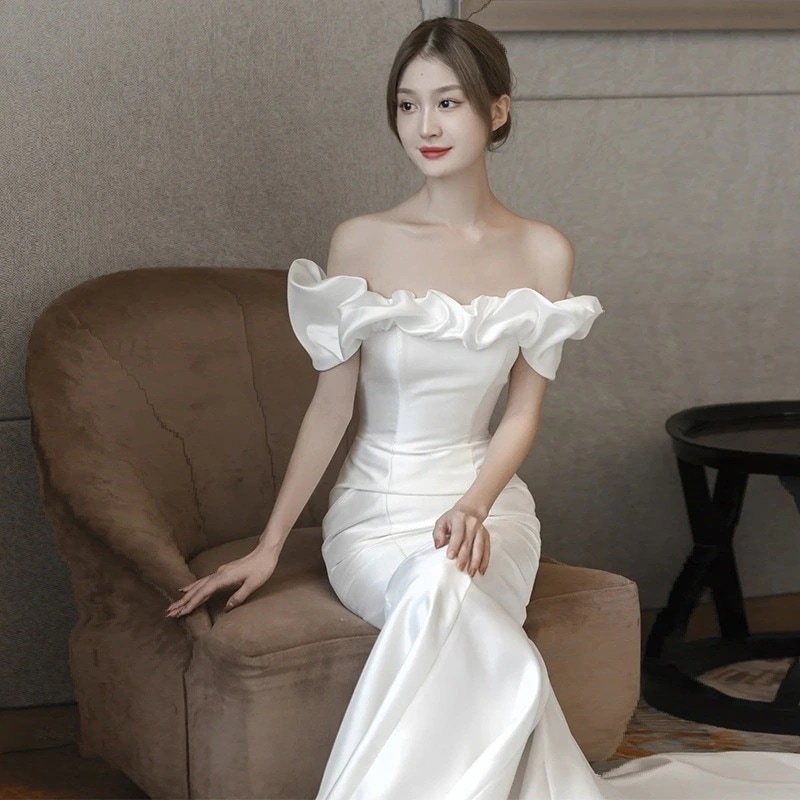 【高.品.質】2024 新作 高級感 気質 ワンピース 結婚式 ドレス 花嫁ロングドレス 結婚式ワンピース 韓国ファッション パーティードレス ウェディングドレス 白4