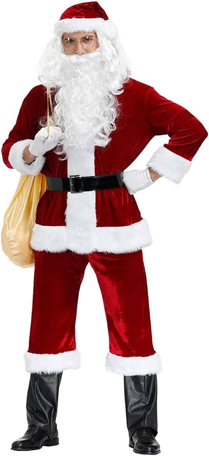 サンタコスプレ メンズ 大きいサイズ サンタクロース 9点セット ひげ(XL)