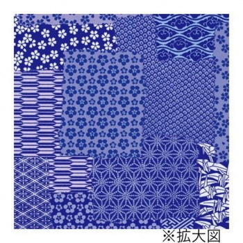 タカ印 包装紙 千代紙合わせ 紺 半才判 49-1716 50枚