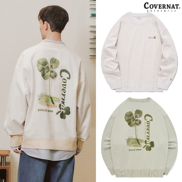 Clover sweatshirt 2色 新商品 韓国の人気 韓国ファッション マンツーマン 男女共用 カップルアイテム ストリートファッション 女性服 韓国スタイル 学生ファッション 肝節期 新学期
