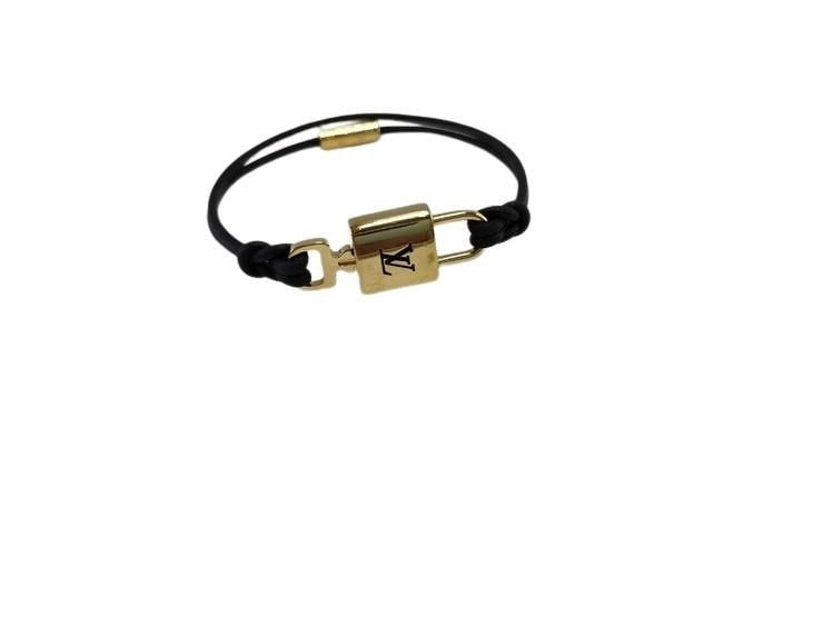 ブレスレット ブラスレ LV パドロック レザー×メタル M8138F ゴールド金具 ゴールド ブラック バングル アクセサリー 小物 誕生日プレゼント 記念日 ブランド【本物保証】