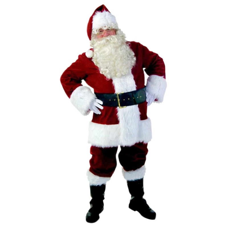 人気新作 N0.1 サンタクロース サンタコス クリスマス サンタクロース コスプレ サンタ衣装 メンズ 男性 ゴージャス トップス ズボン 帽子 ひげ 豪華10点セット サンタコスチューム 大きいサ