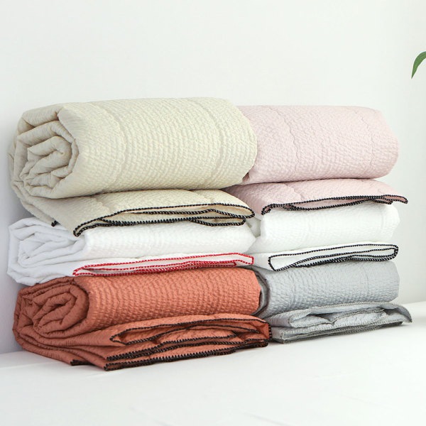 抗菌 シアサッカーメロー 夏 キルティング布団 ベッド固定パッド