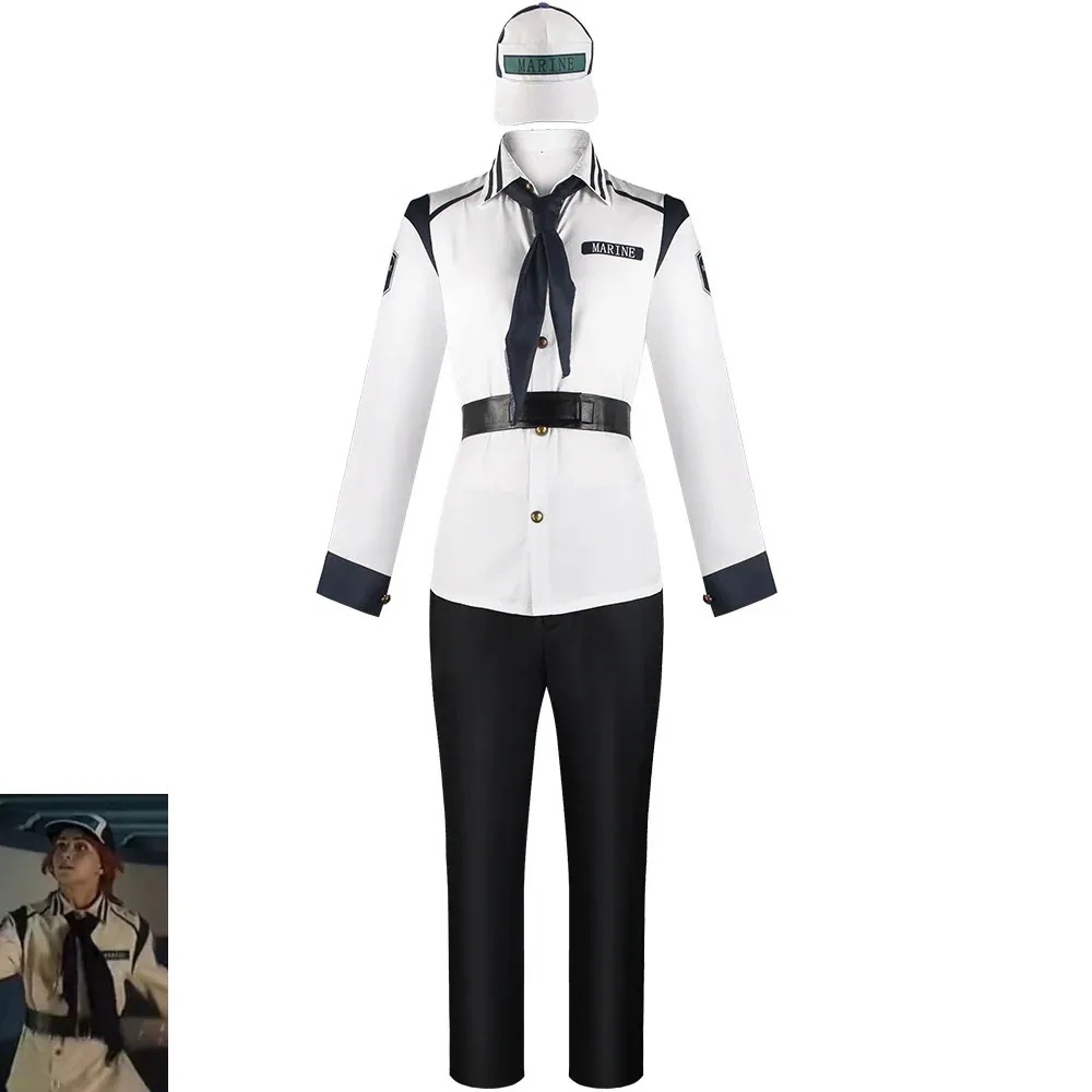 【迅速な出荷】本物映画ワンピースcos服真人ワンピース海軍服同じタイプコスプレ舞台演技服