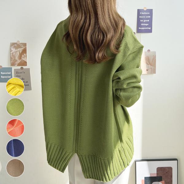 ニット バックスリット センターシーム トップス 韓国 ファッション / バックスリットオーバーニット