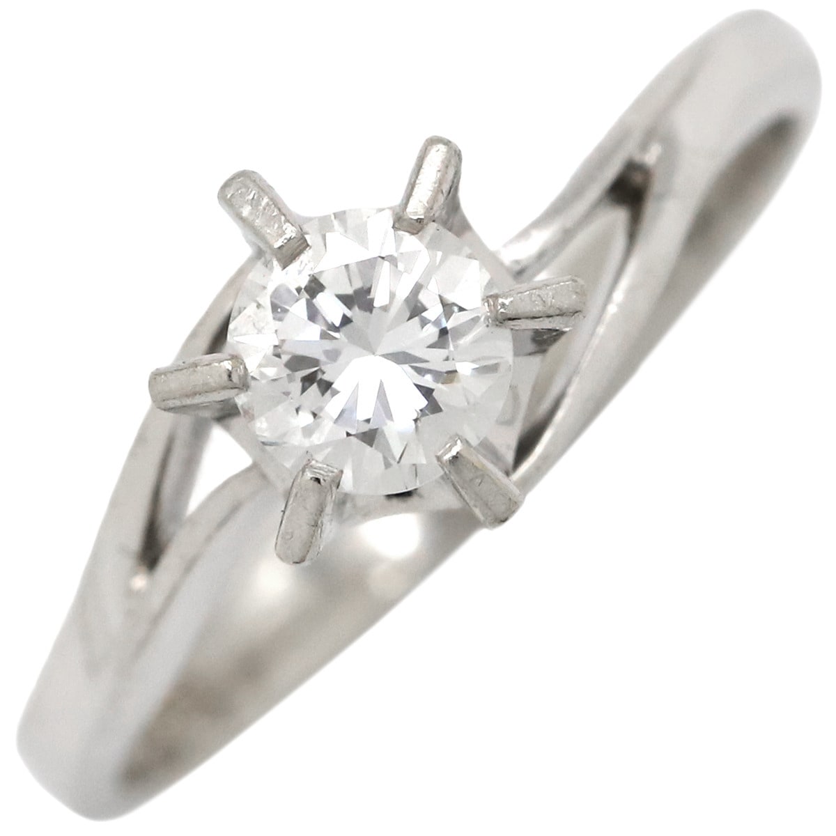 リング 指輪 ダイヤ 立爪リング Pt900 ダイヤモンド プラチナシルバー 1P 8号【中古】