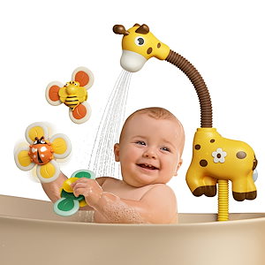 ベビーバスのおもちゃのセット3つの45歳の幼児用の吸引カップの3つのおもちゃのセット6ヶ月などの赤ちゃんのための水生玩具のシャワーヘッド