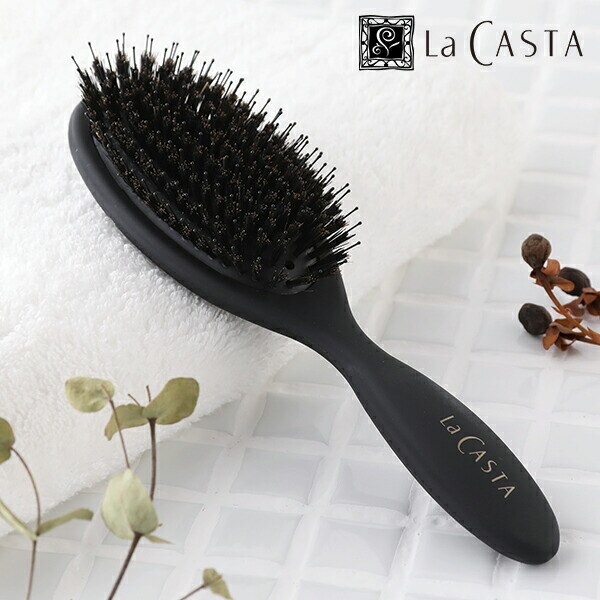 【おまけ付き】ラカスタ（LaCASTA） ヘッドスパブラシ DX ヘアブラシ ブラシ スカルプケア 頭皮 頭皮ケア 豚毛 猪毛 ナイロン毛 ブラッシング セルフケア 大判 パドルブラシ 櫛 くし ラグ