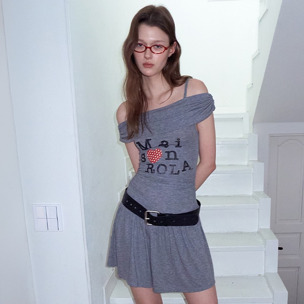 OFF SHOULDER JERSEY ONE PIECE MELANGE GRAY