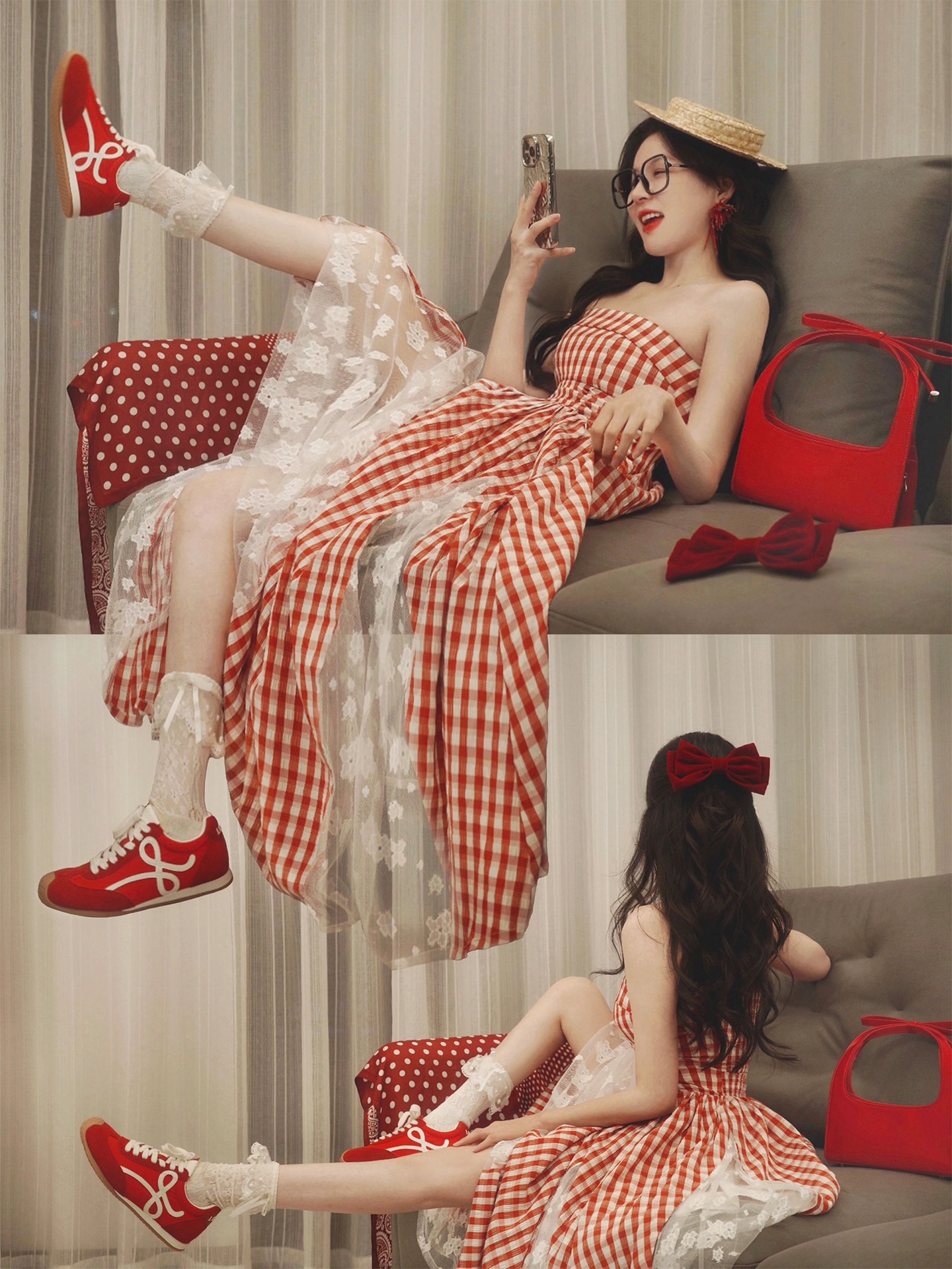 2025 春夏 ミモレ丈 ロングワンピース レース切り替え おしゃれ かわいいパッチワーク ドレスタイト タックAライン 韓国ファッション レディース お出かけ キュート 甘めフレンチ