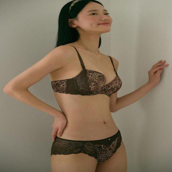 【正常】Bカップモカレオパード女性ブラ+レースパンティーセット_C SBRD583B_SPTD583S_BR_C