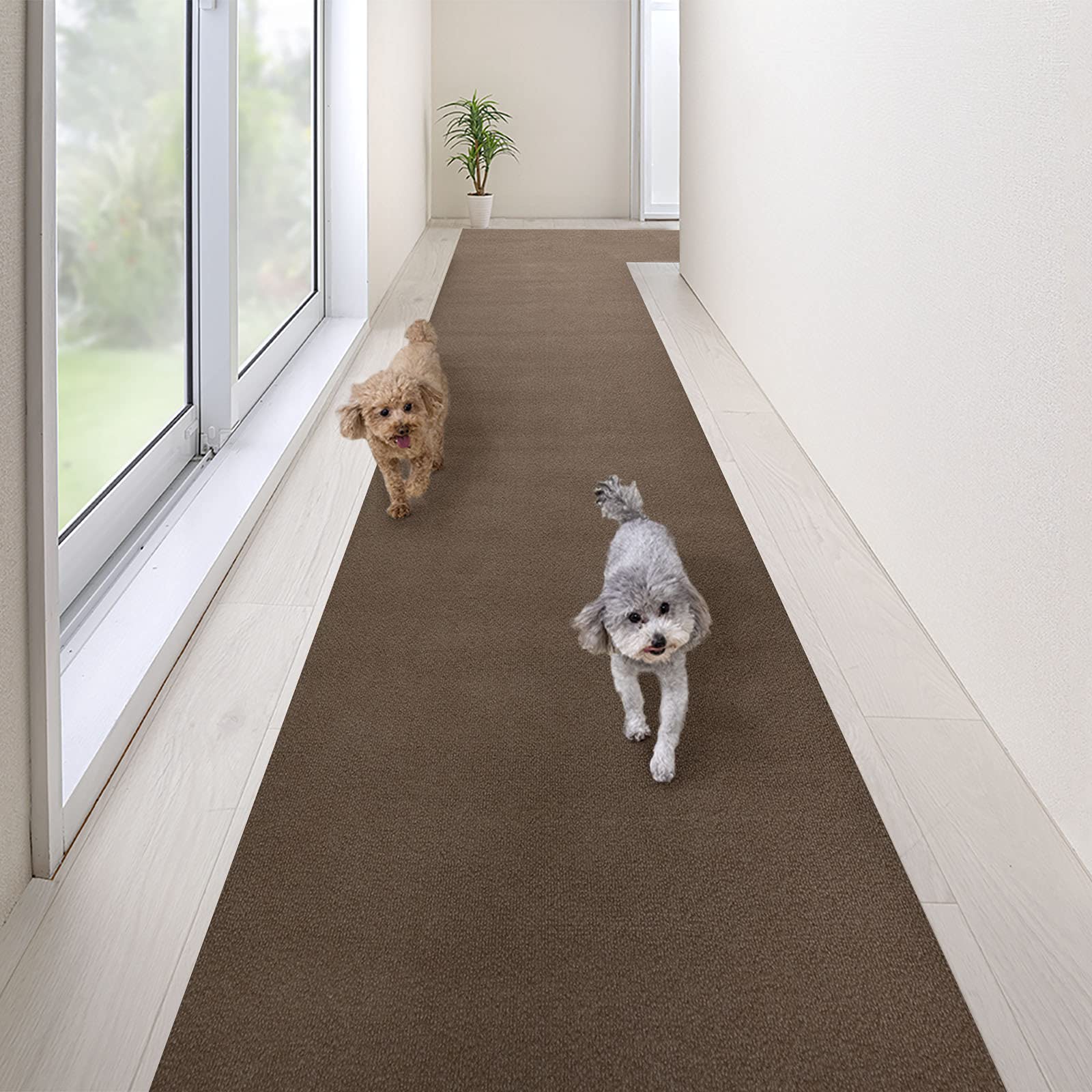 サンコー 廊下敷き マット カーペット はっ水 消臭 日本製 おくだけ吸着 ロングマット 60×300cm ブラウン KH-69 4,893円