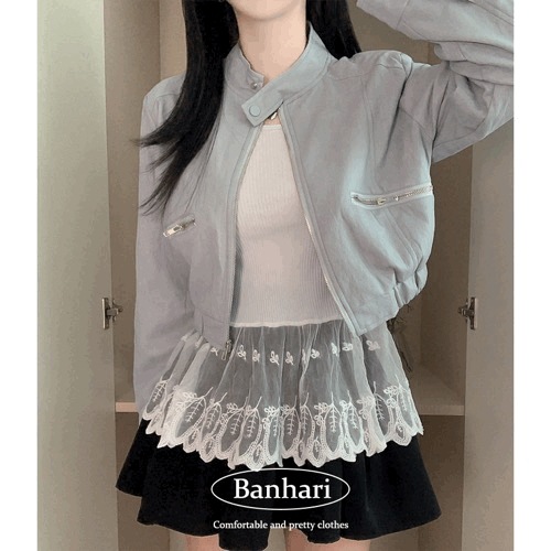 (高クオリティ/3col) レザー クロップ スプリング ライダー バイカー ショート ジャケット (春アウター/春服/レザージャケット/レザージャケット)