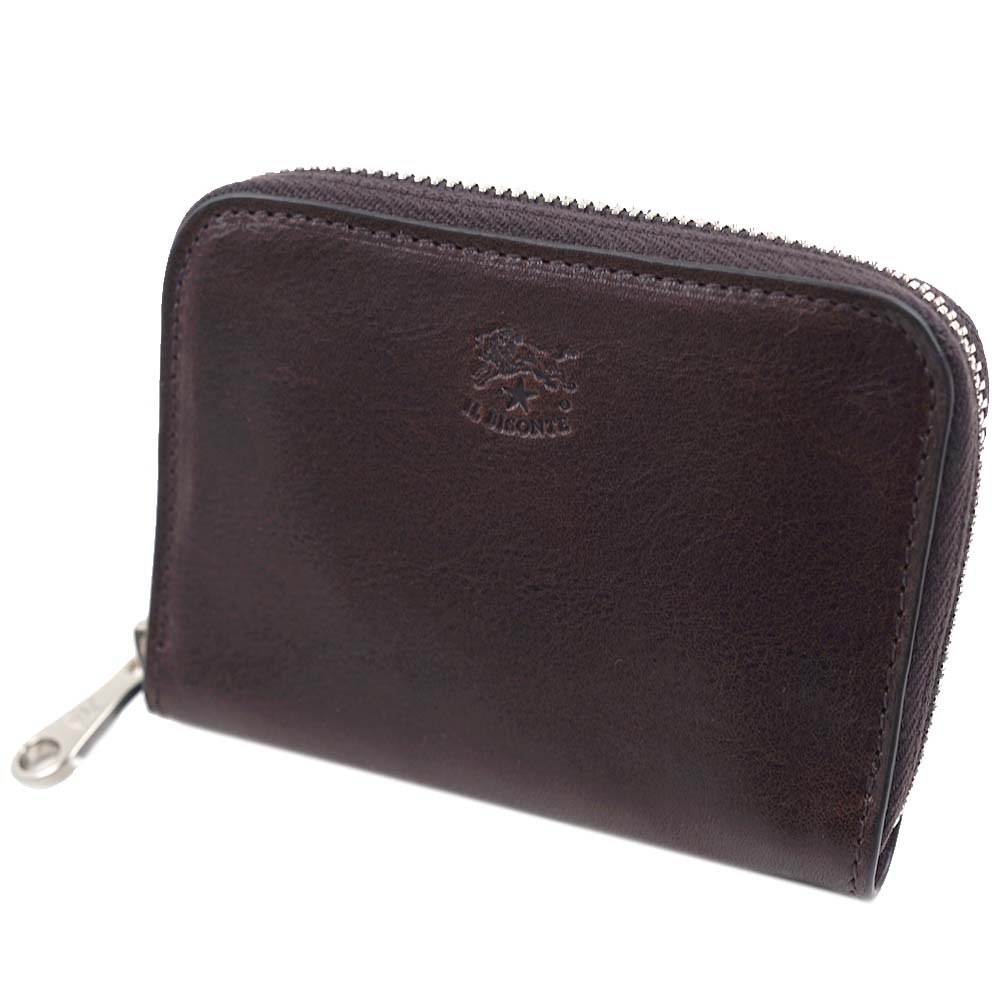 イルビゾンテ ミニ財布 コインケース ラウンドファスナー メンズ レディース ダークブラウン IL BISONTE SZW053-PO0001-BW428N