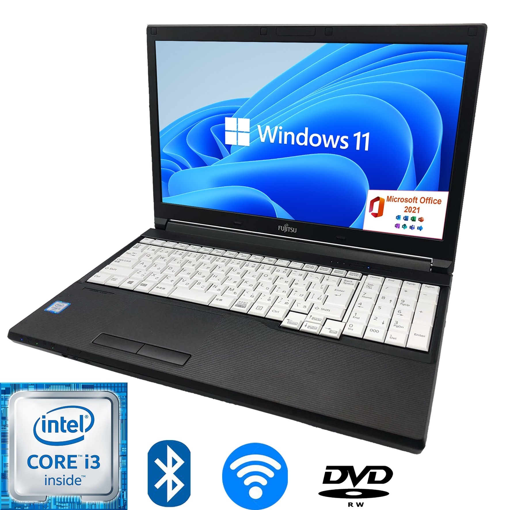 第６世代 大画面15.6型 Win11 MSoffice2021 ノートパソコン 驚速起動 A576 Corei3 SSD搭載 HDMI Bluetooth 無線 DVD-RW 30日安心保証