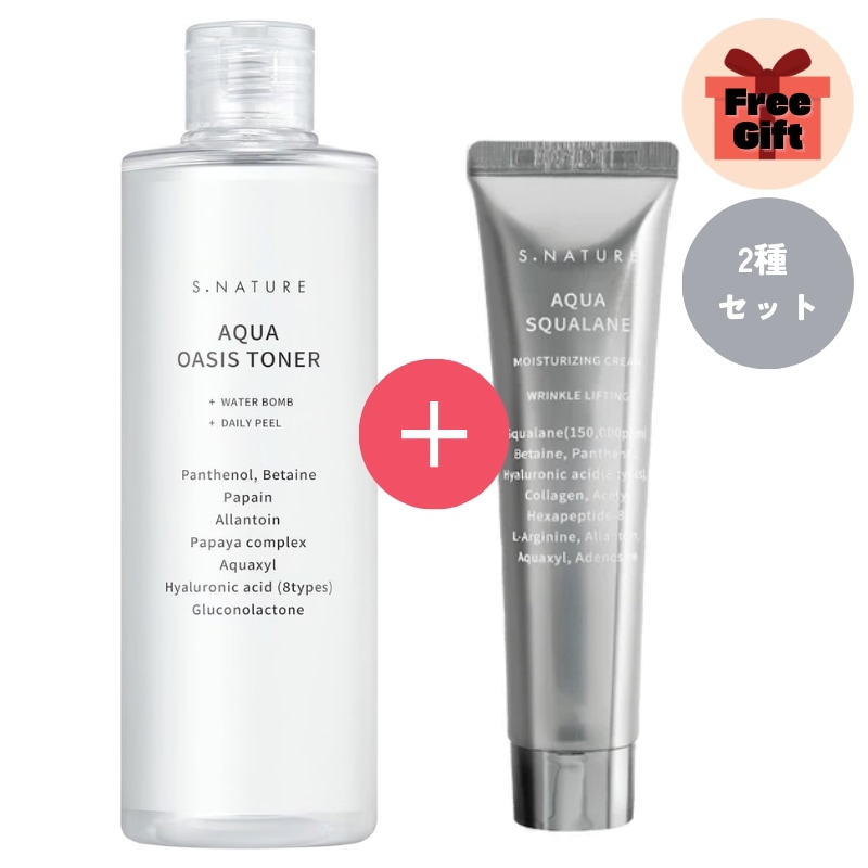 [2種 セット] アクア オアシストナー 300ml + アクアスクワランクリーム 60ml /(水分クリーム /トナー/ヒアルロン酸 /保湿ケア/韓国コスメ)