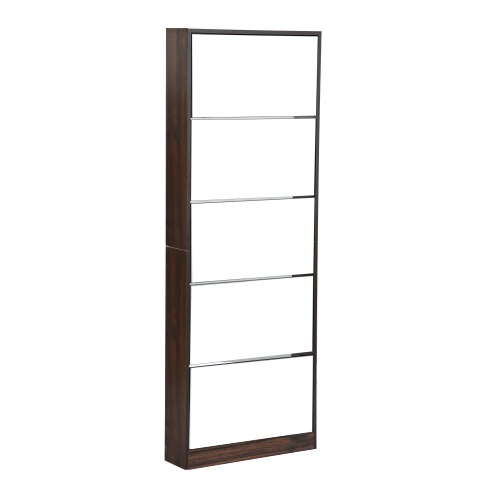 【国内発送 無-送料】1498【新品】【鏡タイプ】下駄箱 5段 シューズラック 玄関収納 ひとり暮らし スリムタイプ 靴収納ラック 靴収納棚 倒れ防止道具取付必要