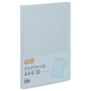 （まとめ） TANOSEE クリアファイル A4タテ 20ポケット 背幅14mm ブルー 1冊 (×40セット)