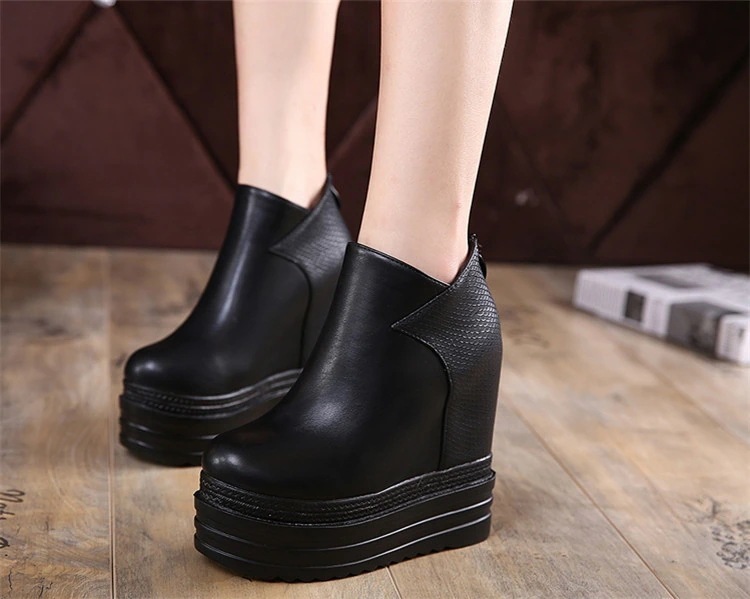 厚手ボトムウェッジヒール女性超ハイヒール 新プラットフォームシューズシングルブーツブーツブーツ