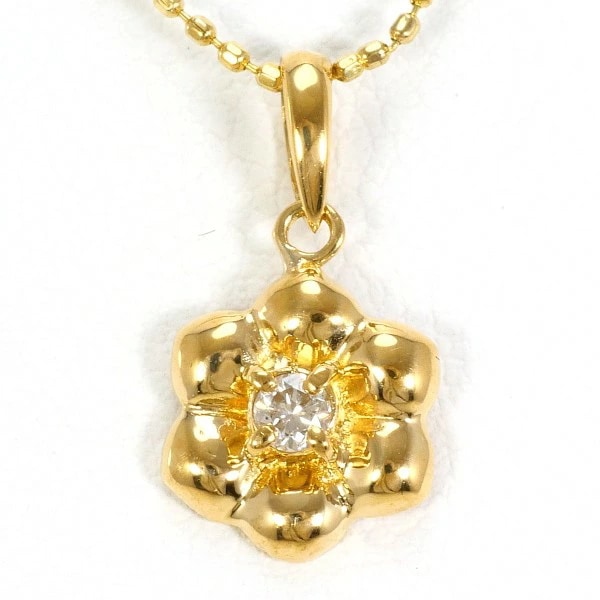 K18 18金 YG イエローゴールド ネックレス ダイヤ 0.05 約40cm ジュエリー 中古