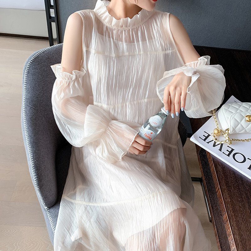 マタニティ ワンピース ドレス シフォン ひざ丈 オフショル フリル 透け感 お呼ばれ パーティー フォーマル 結婚式 レディース 可愛い ママコーデ ママ服 マタニティウェア 人気