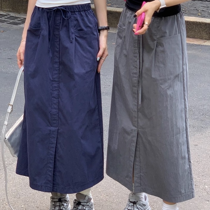 スカート ロングスカート スリットスカート ミモレ丈 Aライン ウエストリボン スリット ハイウエスト ウエストゴム かわいい 大人可愛い シンプル カジュアル 大人 上品 おしゃれ レトロ 大人女子