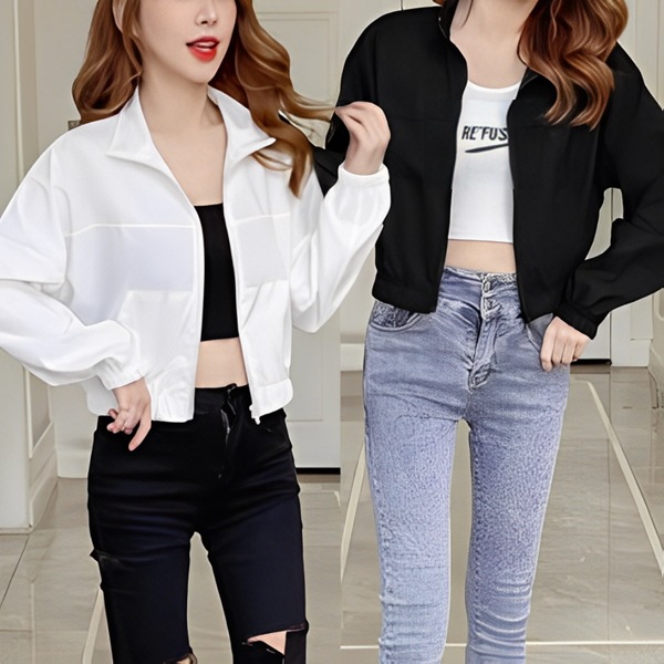 ２色展開 スポーツカジュアルジャケット レディース トップス ジャケット ブルゾン アウター スポーツウェア ナイロンジャケット スタジャン 長袖 ラウンドネック スタンドカラー セミフレア ふっくら