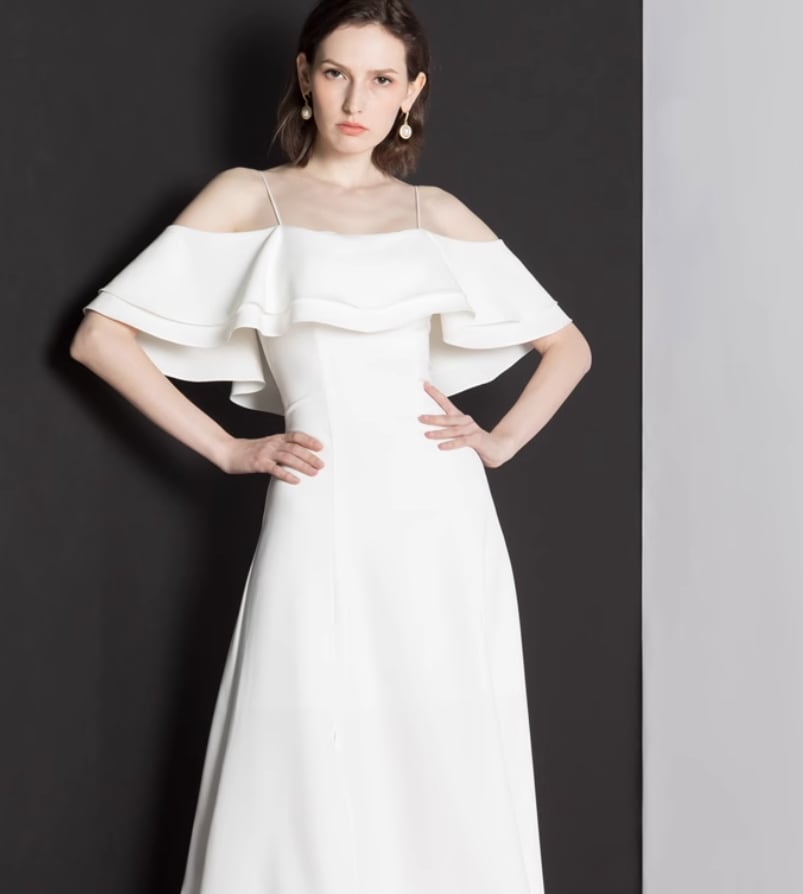 ワンピース デート モテアイテム ドレス イブニングドレス オフショルダー フリル 大人可愛い きれいめ 上品 おしゃれ かっこいい 大人可愛い ラブリー キュート ガーリー クール モード系