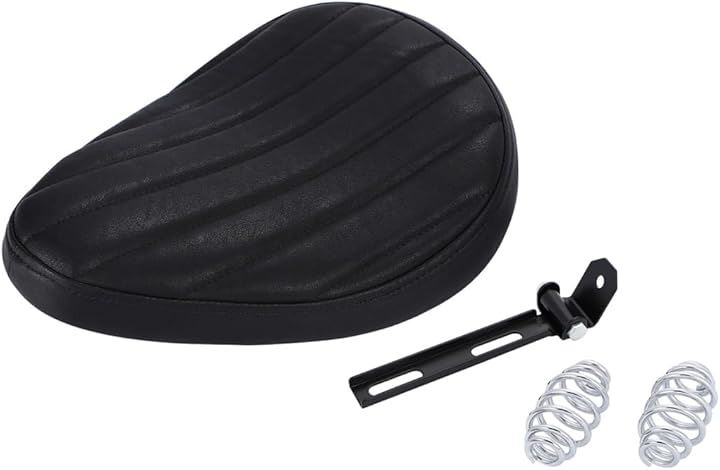 ソロ シングル ビンテージ シート バイク スプリング ブラケット セット クルーザー サドル チョッパー ハーレー ドラッグスター XV250 XV400 ビラーゴ べブル(ブラック)