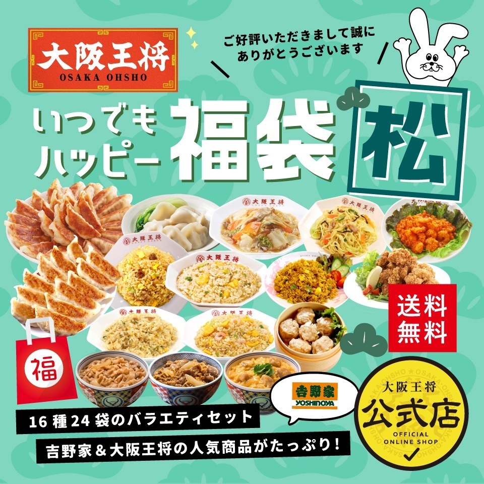 大阪王将いつでもハッピー福袋　松　/送料無料 冷凍食品 冷凍餃子 お弁当 テレワーク ギフト 仕送り お取り寄せ
