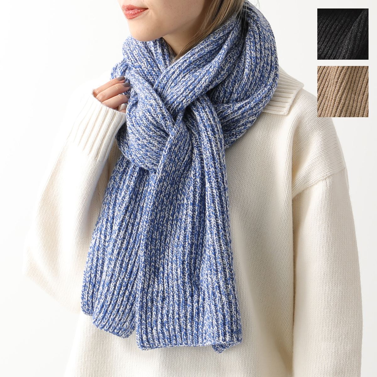 GANNI ガニー マフラー A4431 5789 レディース リブ ニット ウールブレンド ストール スカーフ カラー3色