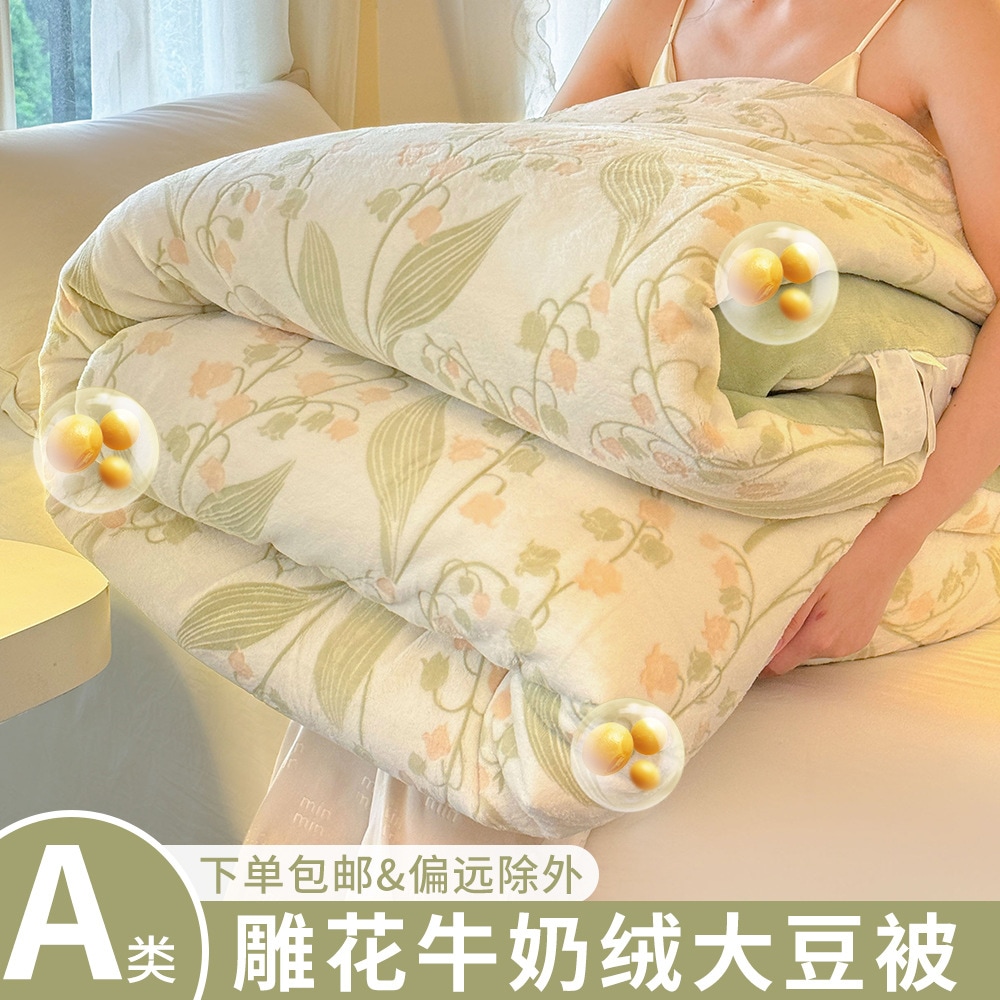 彫刻ミルクベルベットキルト秋と冬増粘大豆繊維キルトタイプ a 家庭用ダブル冬キルト冬シングルキルトコア