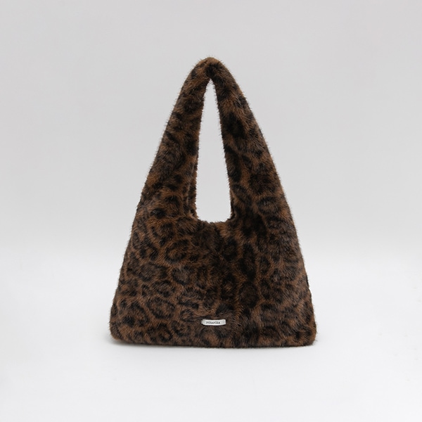 LEOPARD FUR TOTE BAG DEEP BROWN